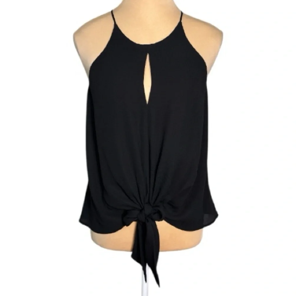 Express Elegant Black Tie-Front, Key Hole, Lined Camisole Size Small Petite